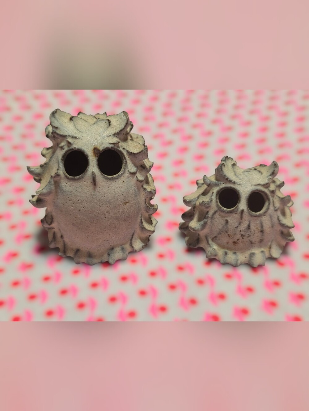 Vintage | White Spiky Owl Figurines
